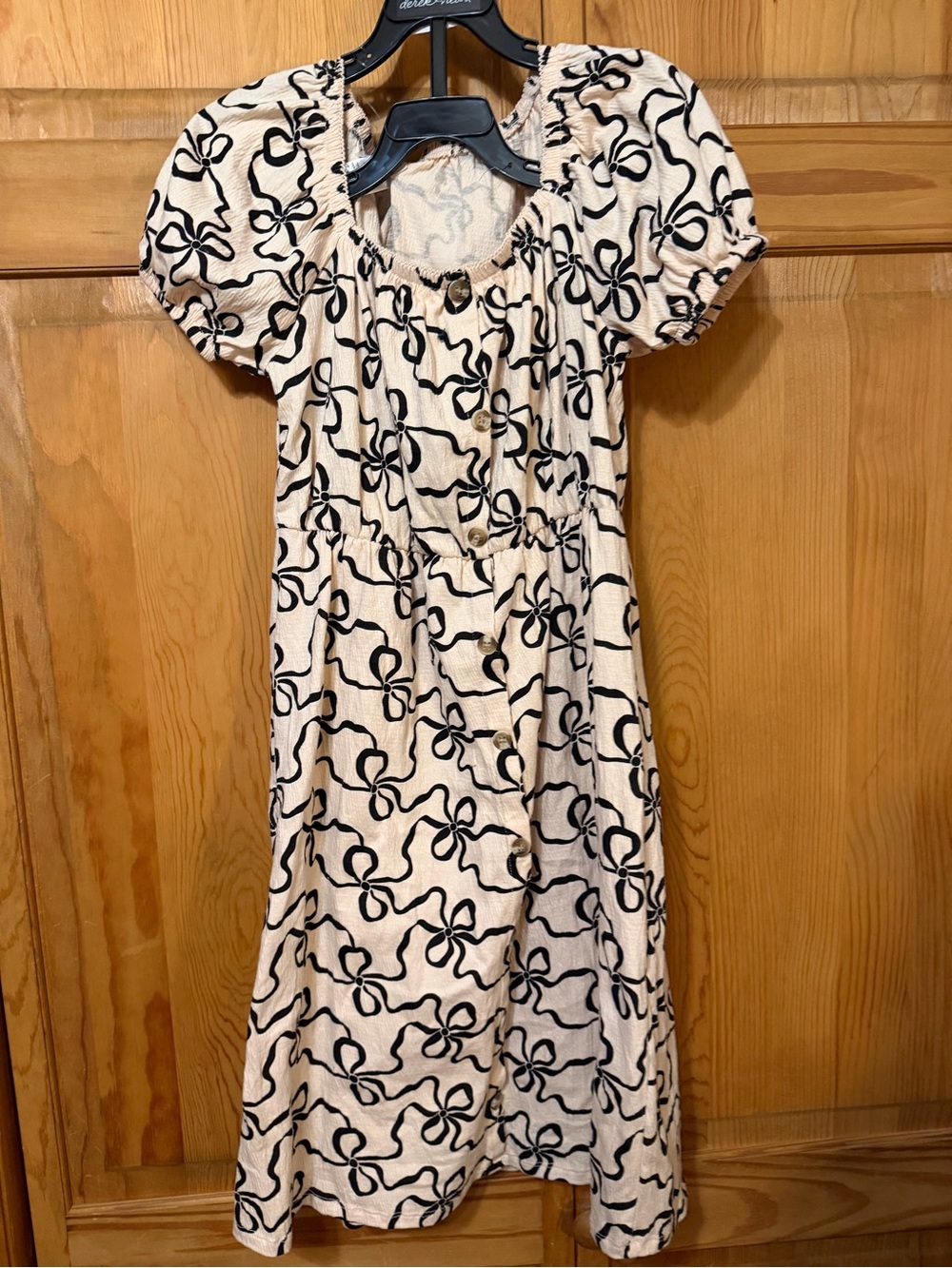 Derek Heart Cream Dress with Black Bow Print